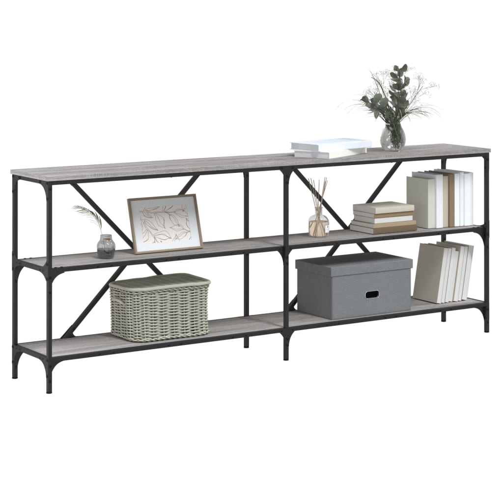 Console Table Grey Sonoma 200X30X75 Cm Engineered Wood And Iron