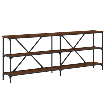 Console Table Brown Oak 200X30X75 Cm Engineered Wood And Iron