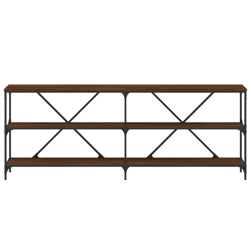 Console Table Brown Oak 200X30X75 Cm Engineered Wood And Iron