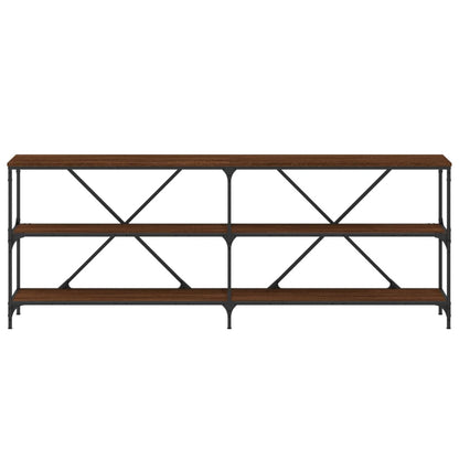 Console Table Brown Oak 200X30X75 Cm Engineered Wood And Iron