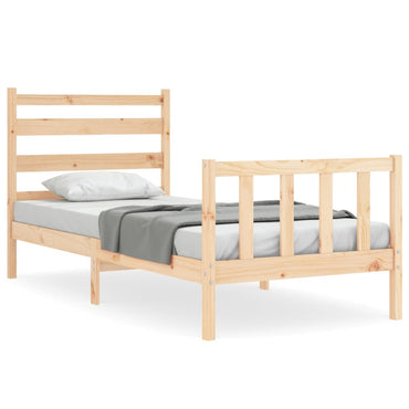 Bed Frame With Headboard 90X190 Cm Single Solid Wood