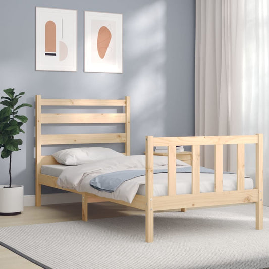 Bed Frame With Headboard 90X190 Cm Single Solid Wood