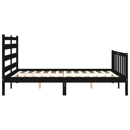 Bed Frame With Headboard Black King Size Solid Wood