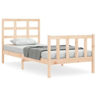 Bed Frame With Headboard 90X190 Cm Single Solid Wood