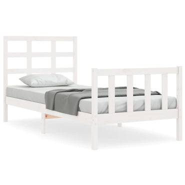 Bed Frame With Headboard White 90X190 Cm Single Solid Wood