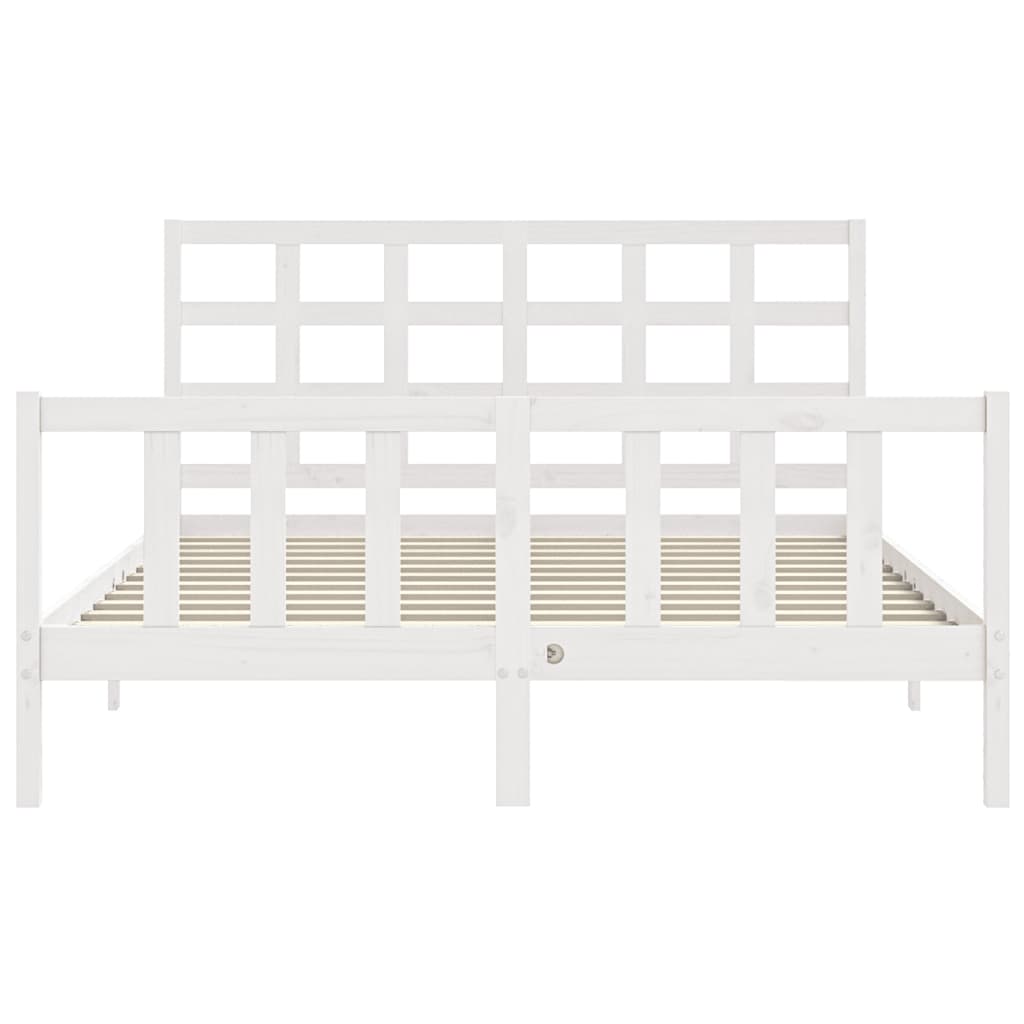 Bed Frame With Headboard White King Size Solid Wood