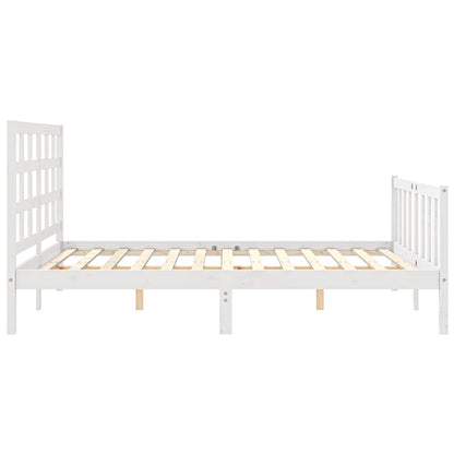 Bed Frame With Headboard White King Size Solid Wood