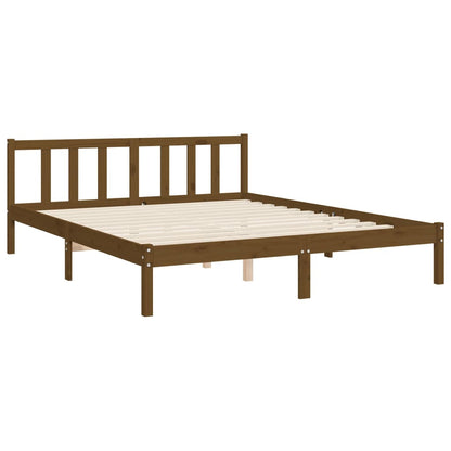 Bed Frame With Headboard Honey Brown King Size Solid Wood