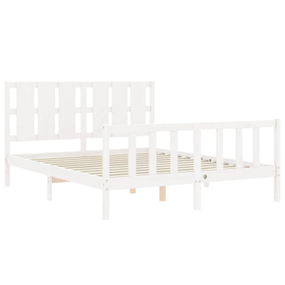 Bed Frame With Headboard White King Size Solid Wood