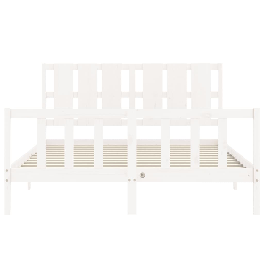 Bed Frame With Headboard White King Size Solid Wood