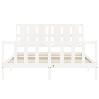 Bed Frame With Headboard White King Size Solid Wood