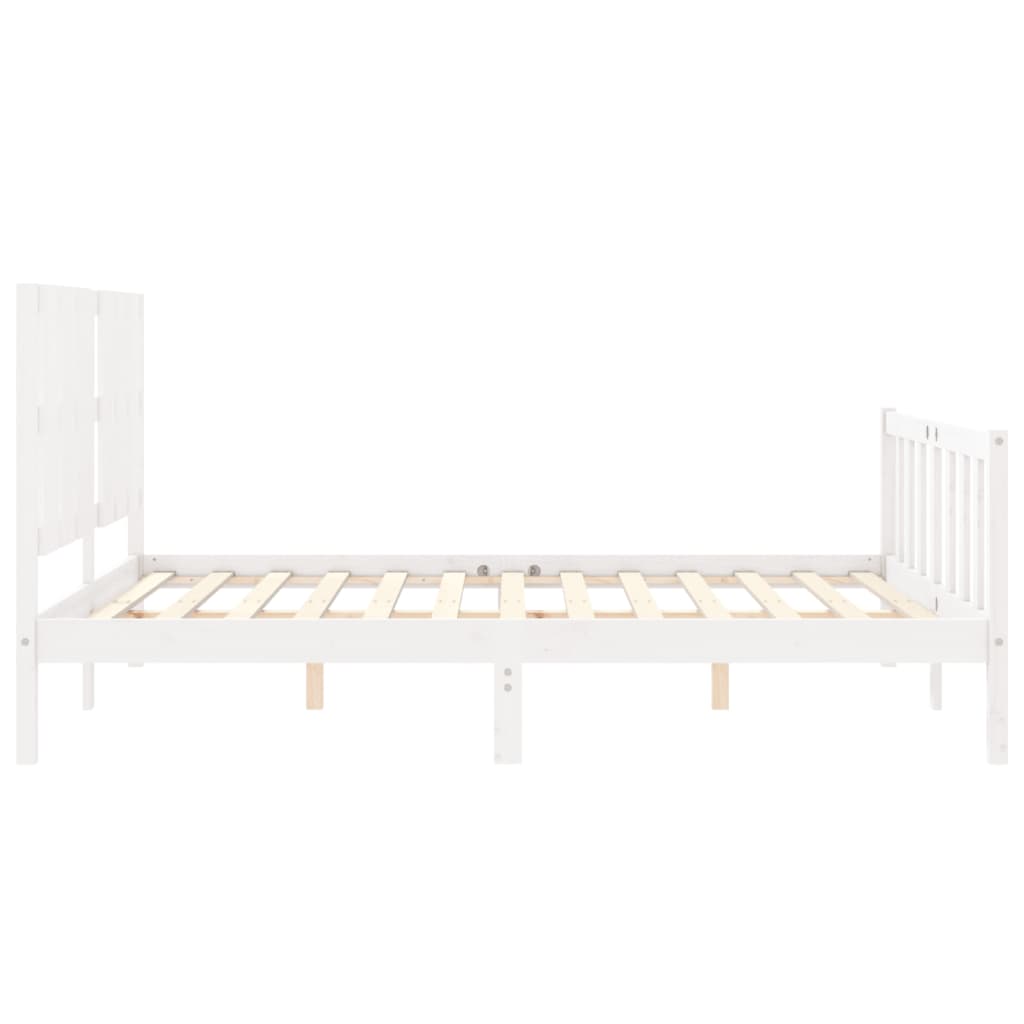 Bed Frame With Headboard White King Size Solid Wood