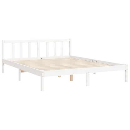 Bed Frame With Headboard White King Size Solid Wood