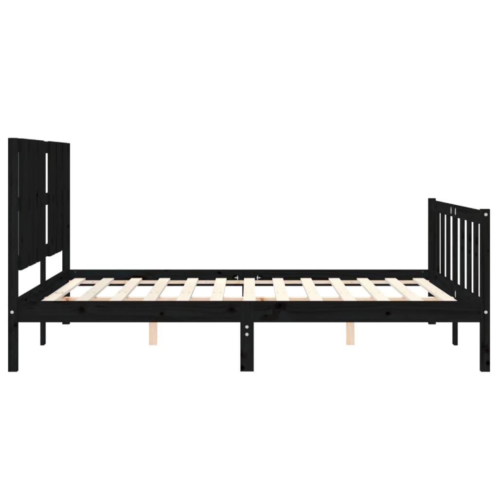 Bed Frame With Headboard Black King Size Solid Wood