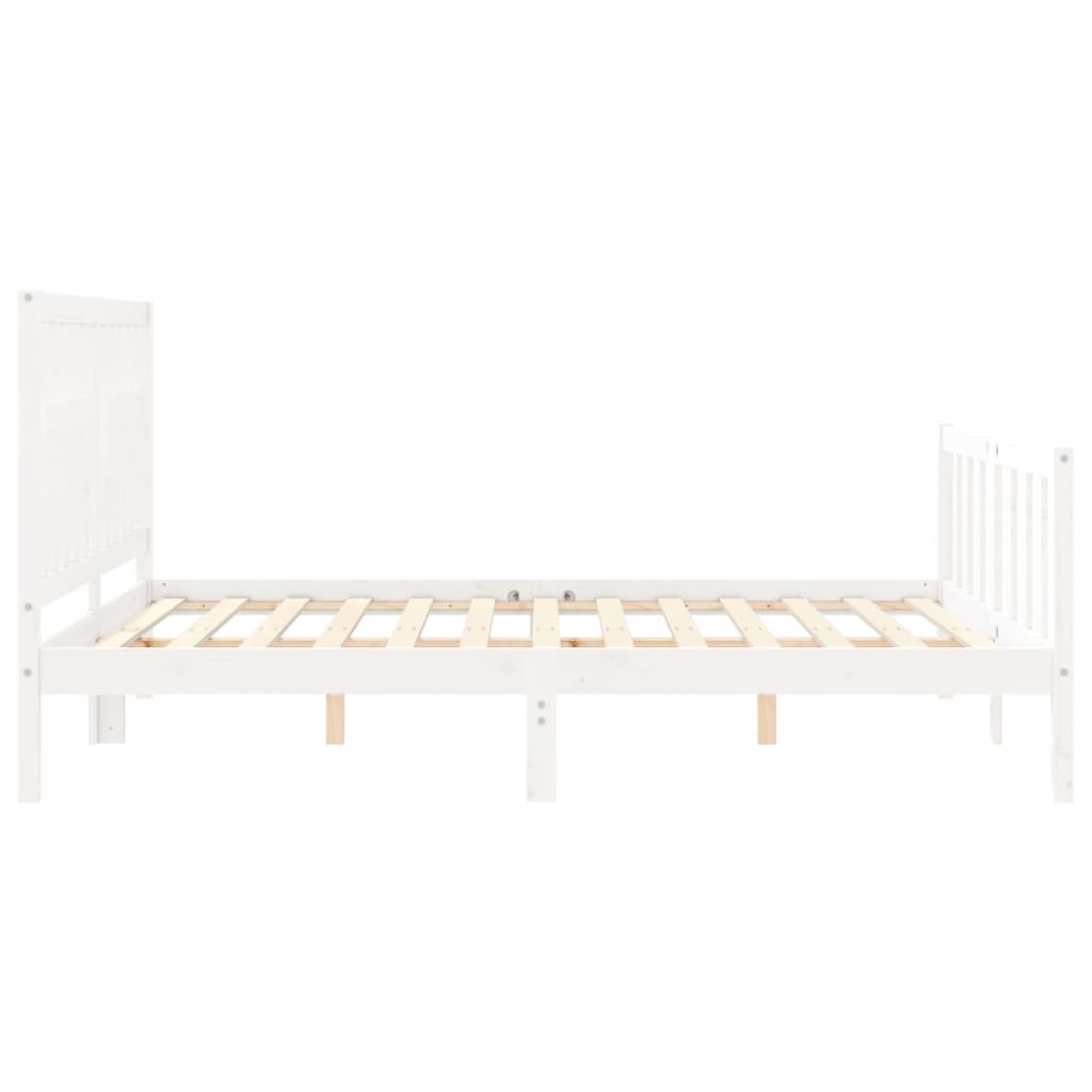 Bed Frame With Headboard White King Size Solid Wood