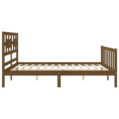 Bed Frame With Headboard Honey Brown King Size Solid Wood