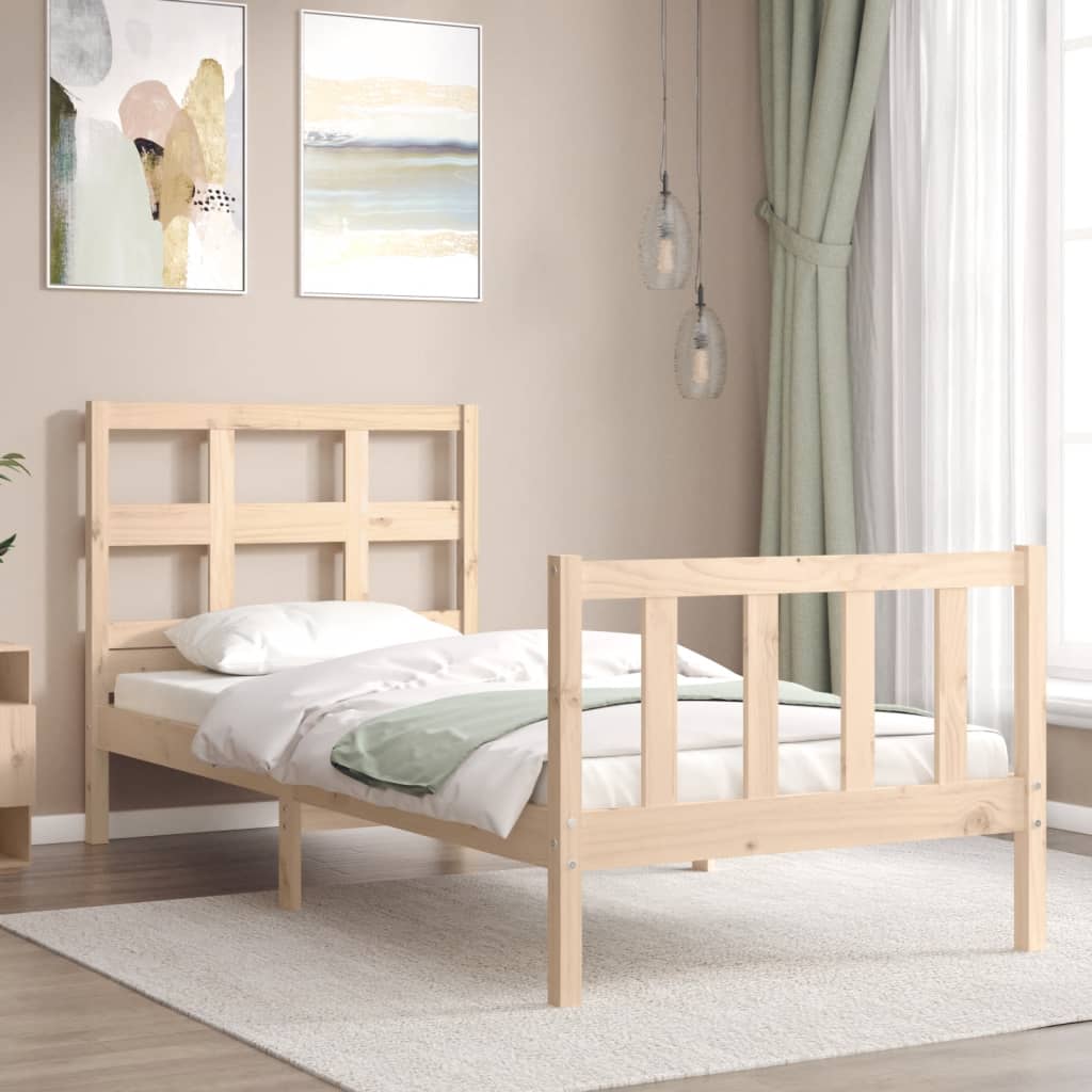 Bed Frame With Headboard Single Solid Wood