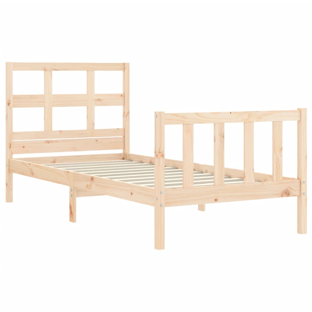 Bed Frame With Headboard Single Solid Wood