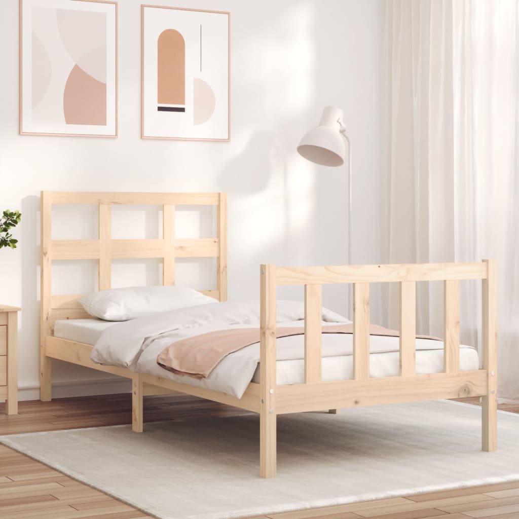 Bed Frame With Headboard Single Solid Wood