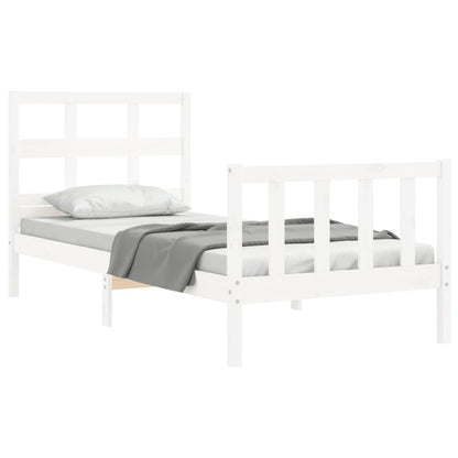 Bed Frame With Headboard White Single Solid Wood