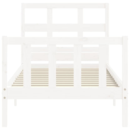 Bed Frame With Headboard White Single Solid Wood