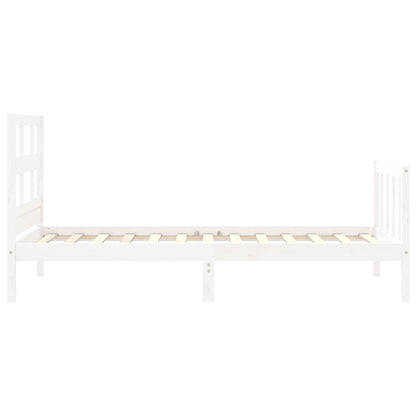 Bed Frame With Headboard White Single Solid Wood