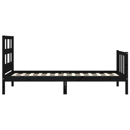 Bed Frame With Headboard Black Single Solid Wood