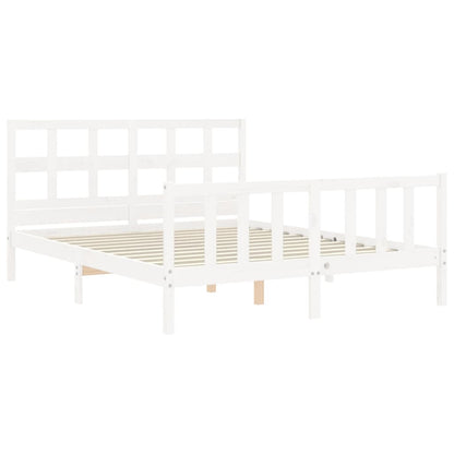 Bed Frame With Headboard White King Size Solid Wood