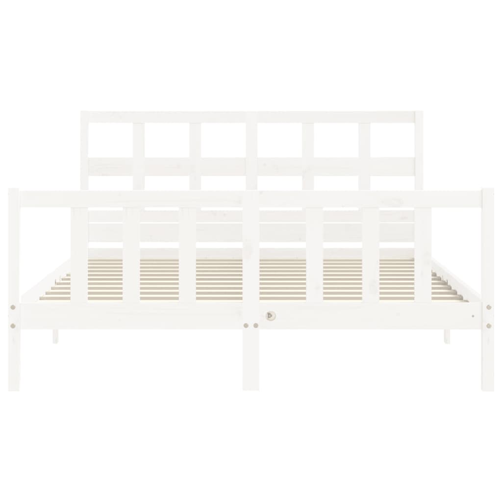 Bed Frame With Headboard White King Size Solid Wood