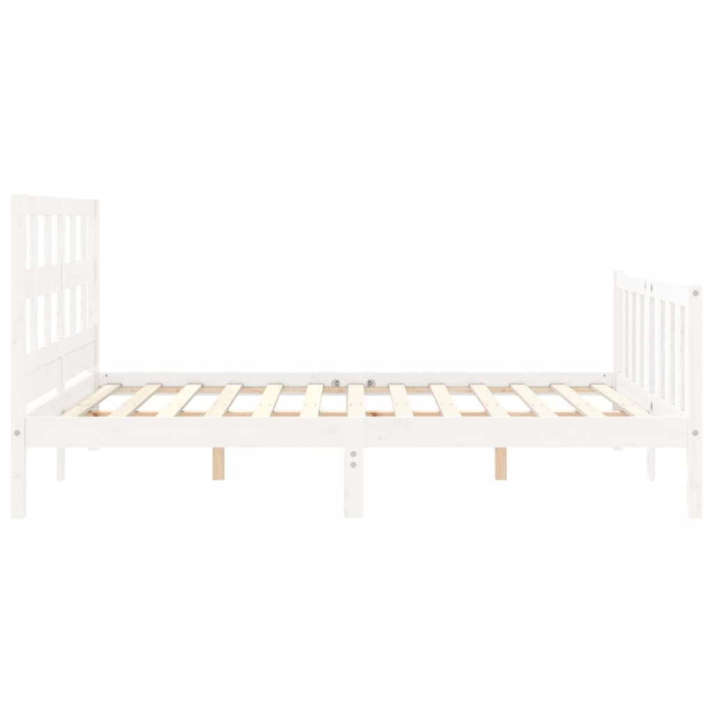 Bed Frame With Headboard White King Size Solid Wood