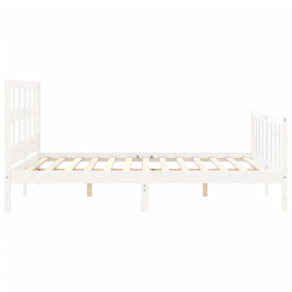 Bed Frame With Headboard White King Size Solid Wood