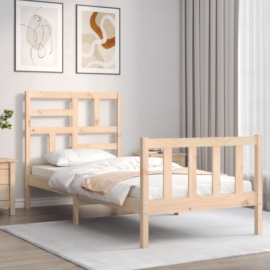 Bed Frame With Headboard Single Solid Wood