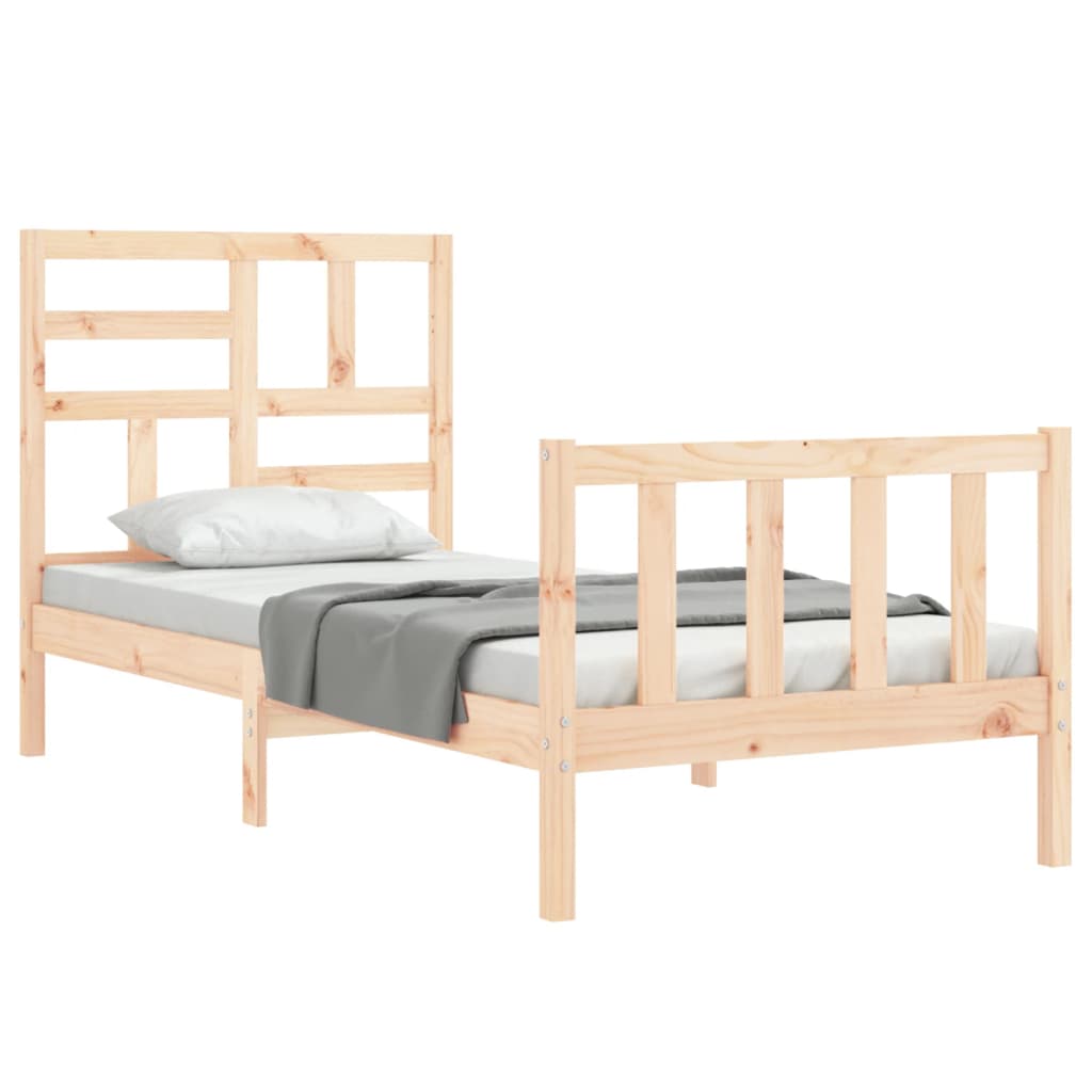 Bed Frame With Headboard Single Solid Wood