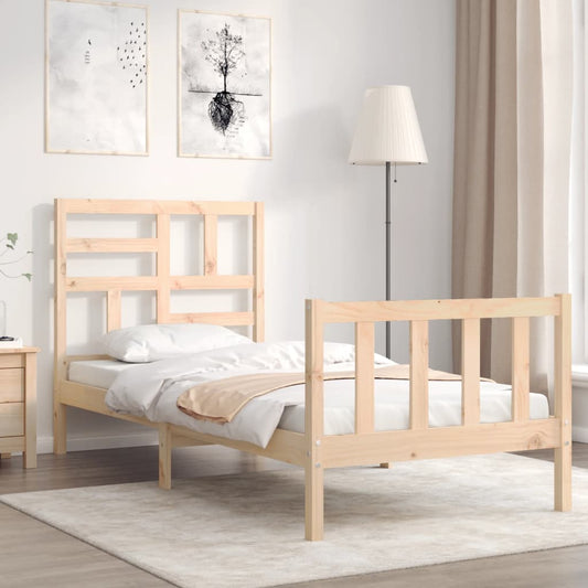 Bed Frame With Headboard Single Solid Wood