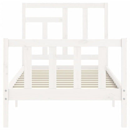 Bed Frame With Headboard White Single Solid Wood