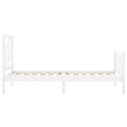 Bed Frame With Headboard White Single Solid Wood