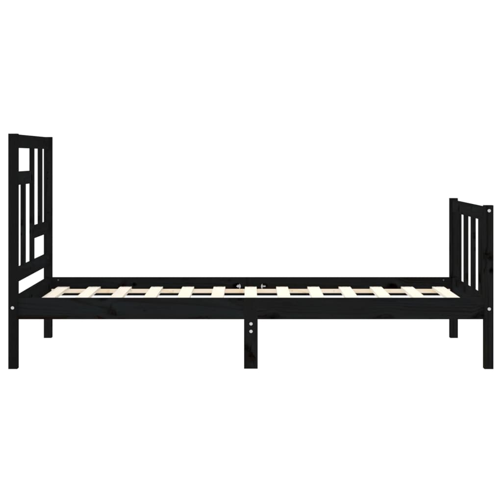 Bed Frame With Headboard Black Single Solid Wood