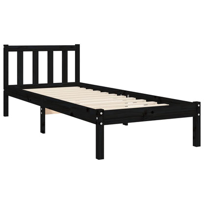 Bed Frame With Headboard Black Single Solid Wood