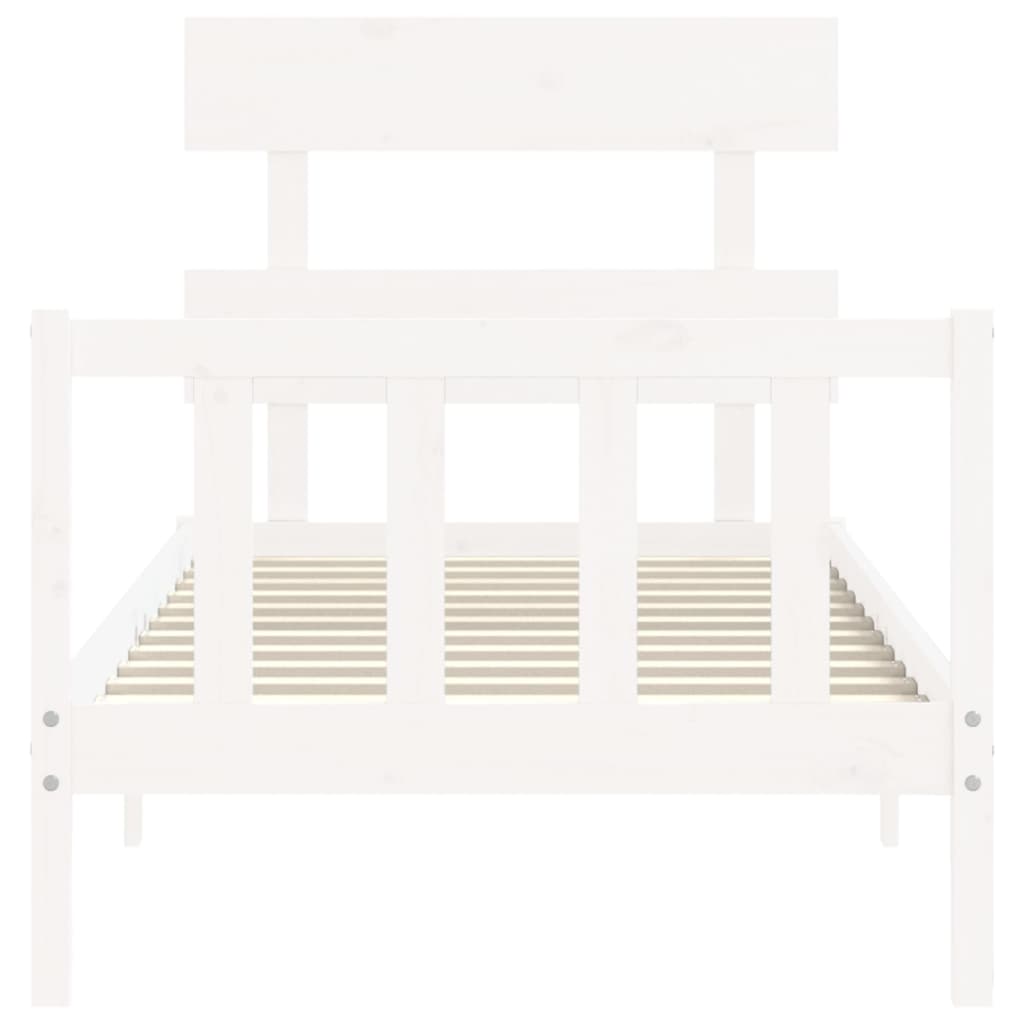 Bed Frame With Headboard White Single Solid Wood