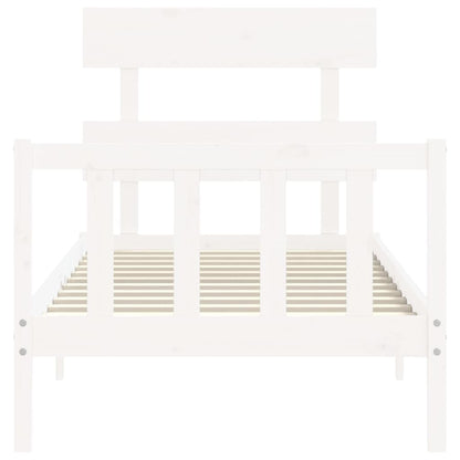 Bed Frame With Headboard White Single Solid Wood