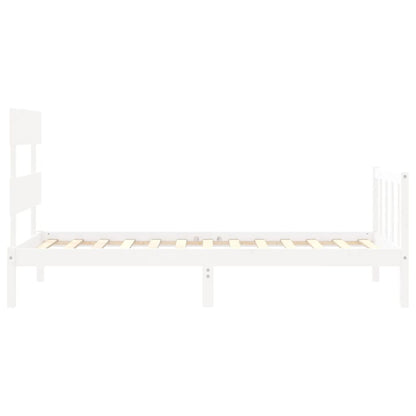 Bed Frame With Headboard White Single Solid Wood