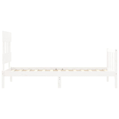 Bed Frame With Headboard White Single Solid Wood