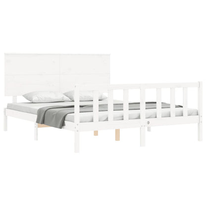 Bed Frame With Headboard White King Size Solid Wood