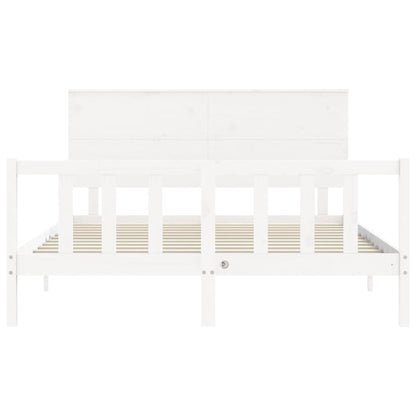 Bed Frame With Headboard White King Size Solid Wood