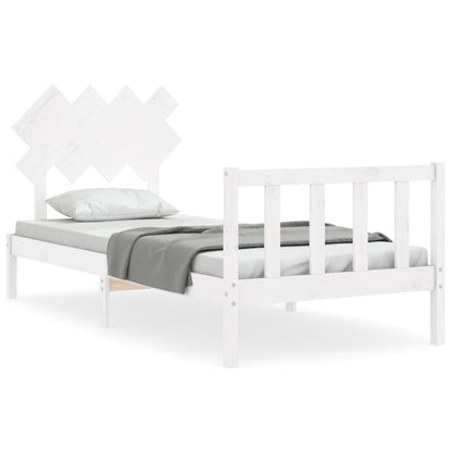 Bed Frame With Headboard White Single Solid Wood