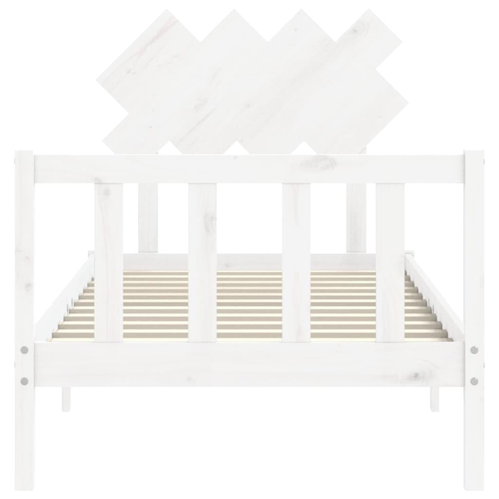 Bed Frame With Headboard White Single Solid Wood