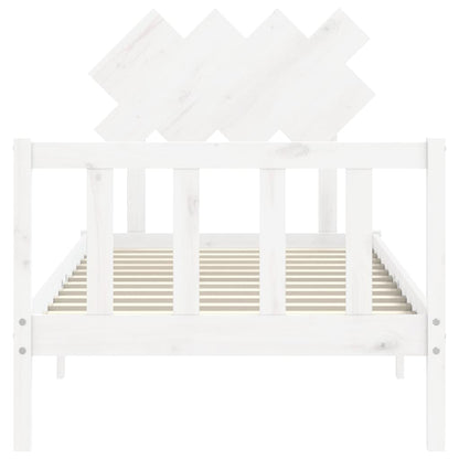 Bed Frame With Headboard White Single Solid Wood