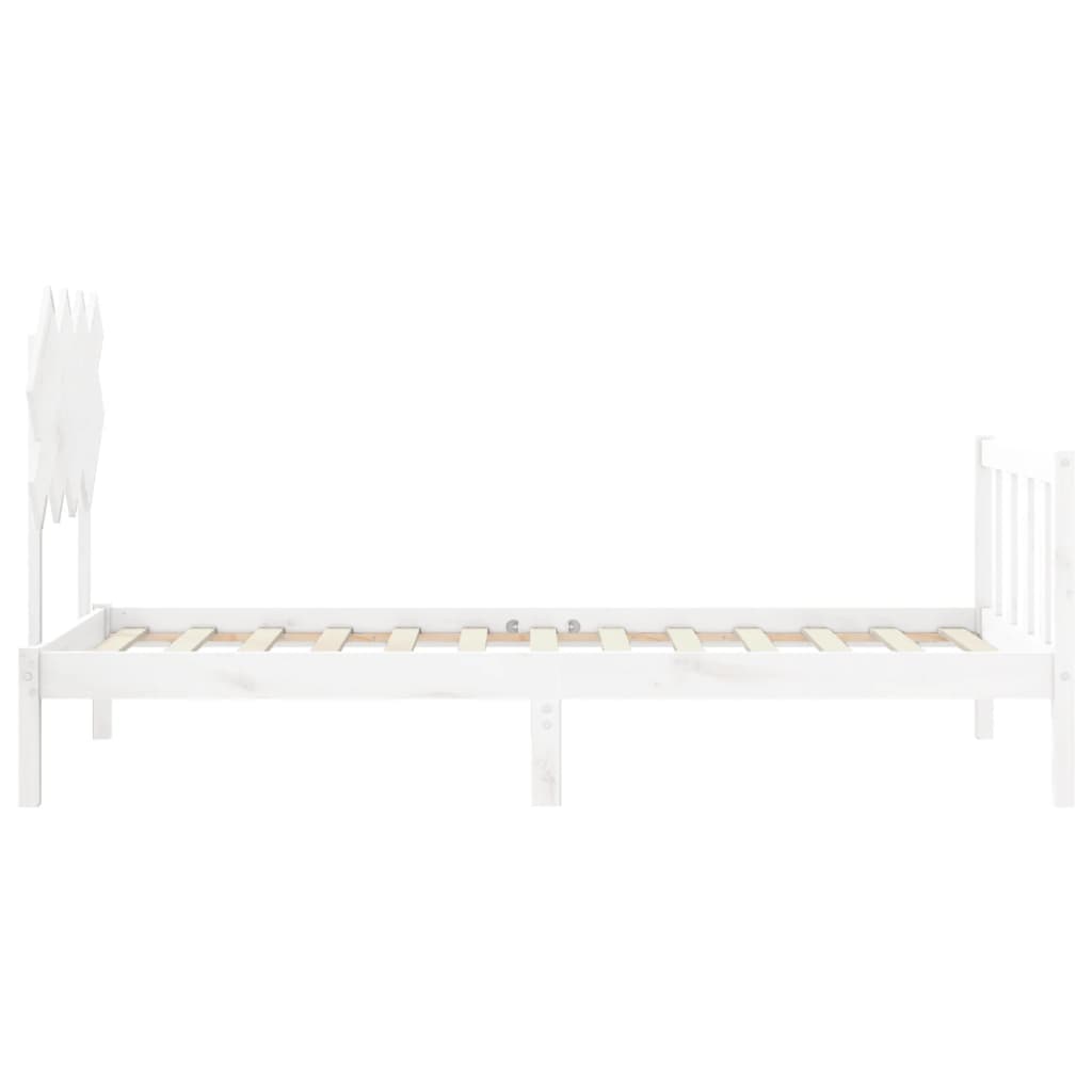 Bed Frame With Headboard White Single Solid Wood