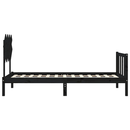 Bed Frame With Headboard Black Single Solid Wood