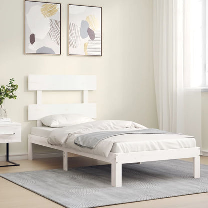 Bed Frame With Headboard White Single Solid Wood